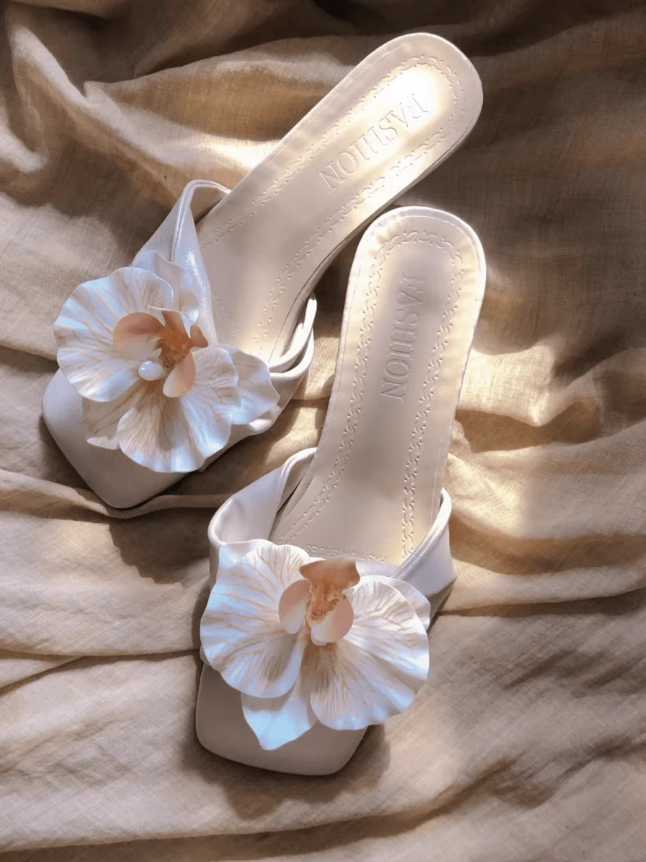 Elegant Flower Heel Slippers